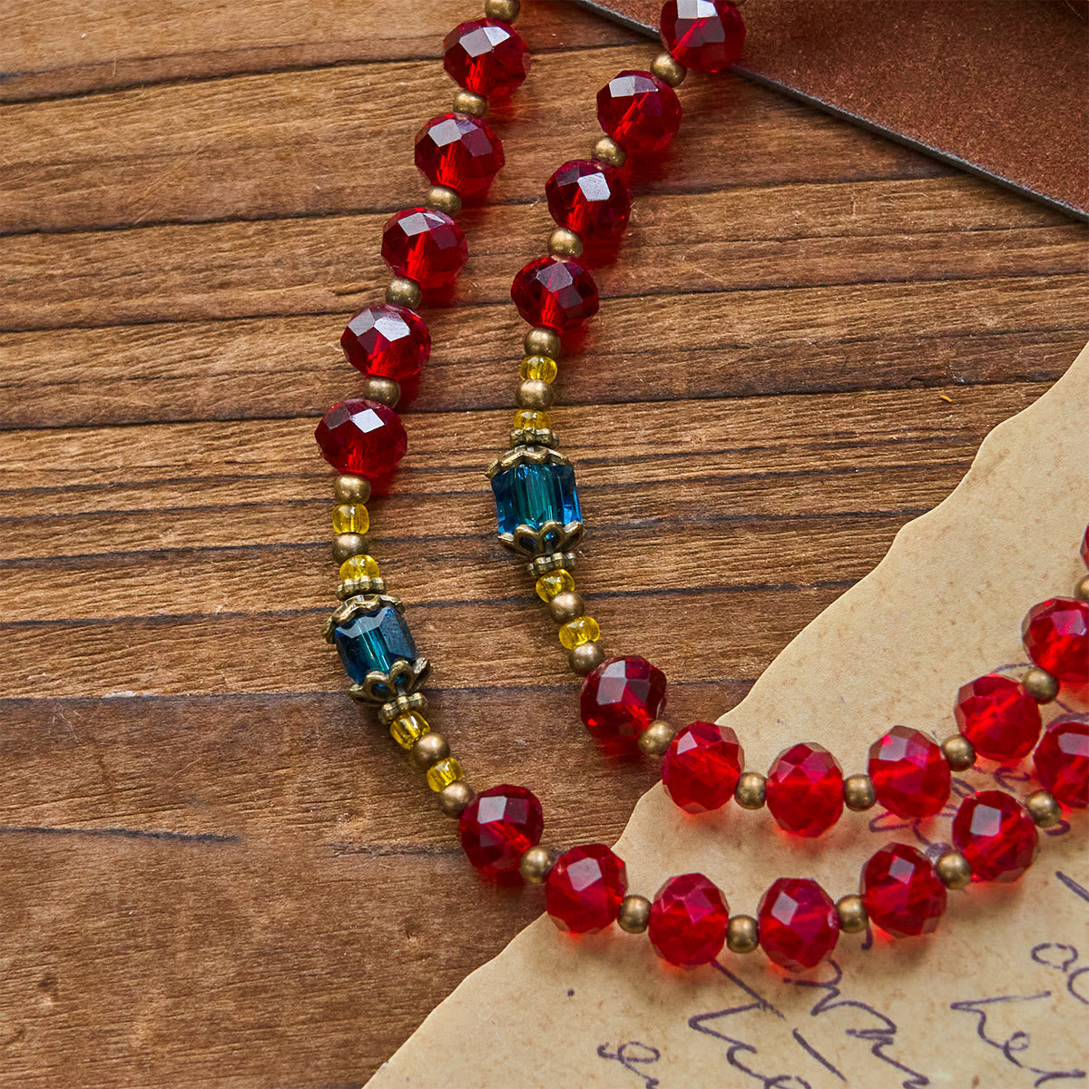 PRAYERFUL FAITH: Handmade Red Crystal Bohemian Czech Glass Rosary with Gift Card
