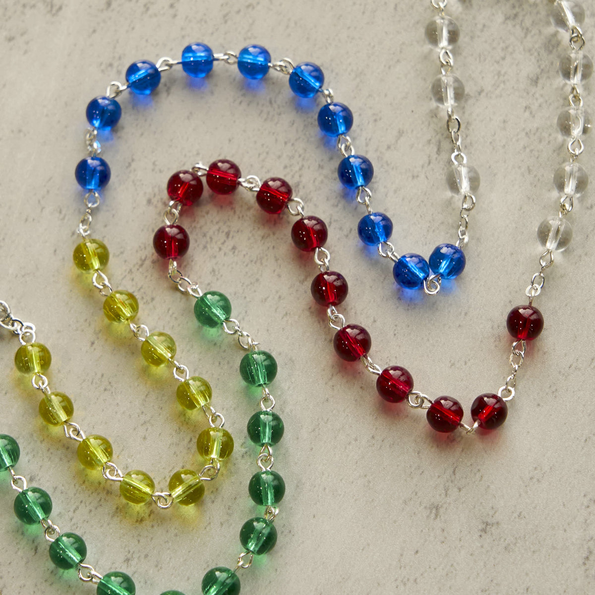 PRAYERFUL FAITH: 6mm Transparent Multicolor Rainbow Beads Rosary with Gift Card