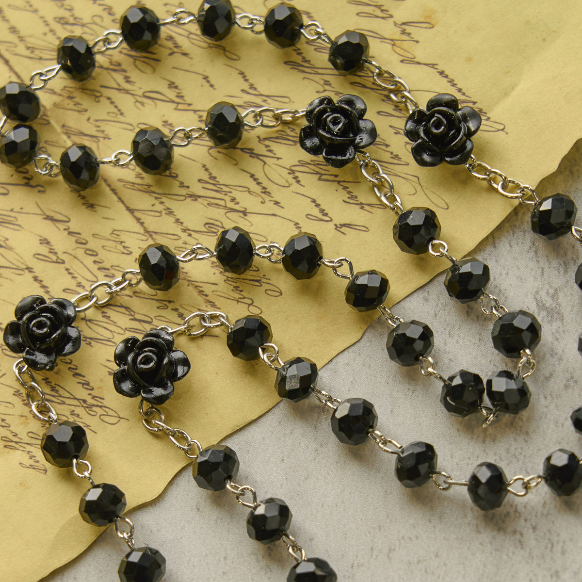 PRAYERFUL FAITH: Floral Rose Beads Multicolor Polyhedral Rosary with Gift Card