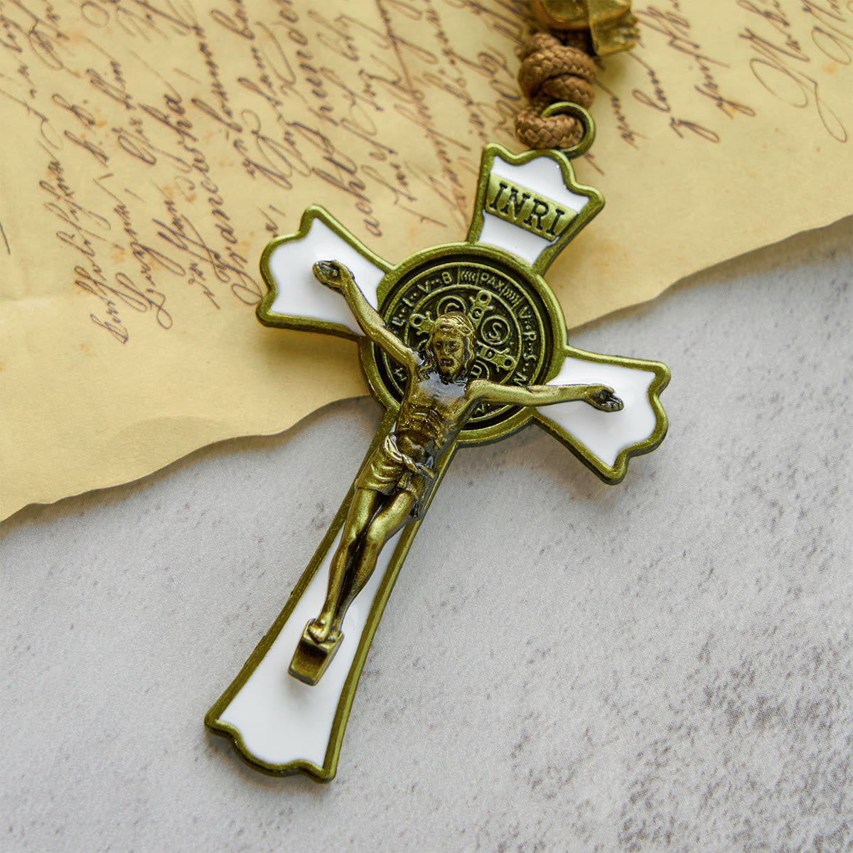 Rebel Style White Skull Beads with Miraculous Medal & INRI Crucifix Rosary
