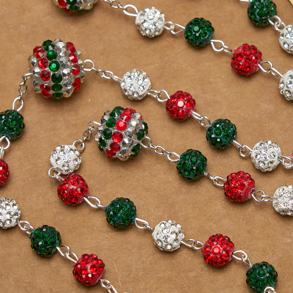 Christmas Gift: Crystal-Covered Tricolor Beads & Miraculous Medal Glam Sparkling Rosary