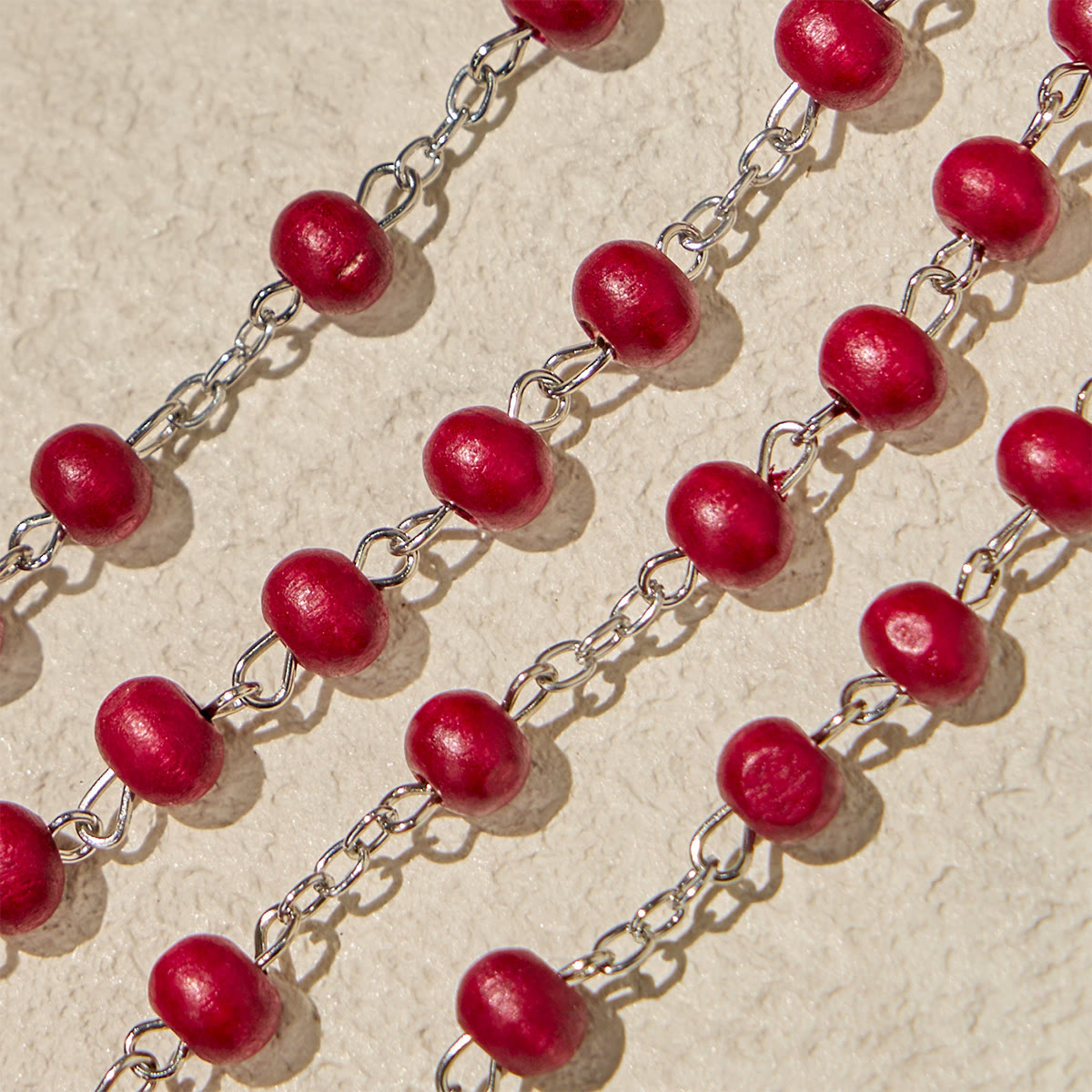 Divine Wooden Rosary in Red and White with Pope Francis Blessing Case
