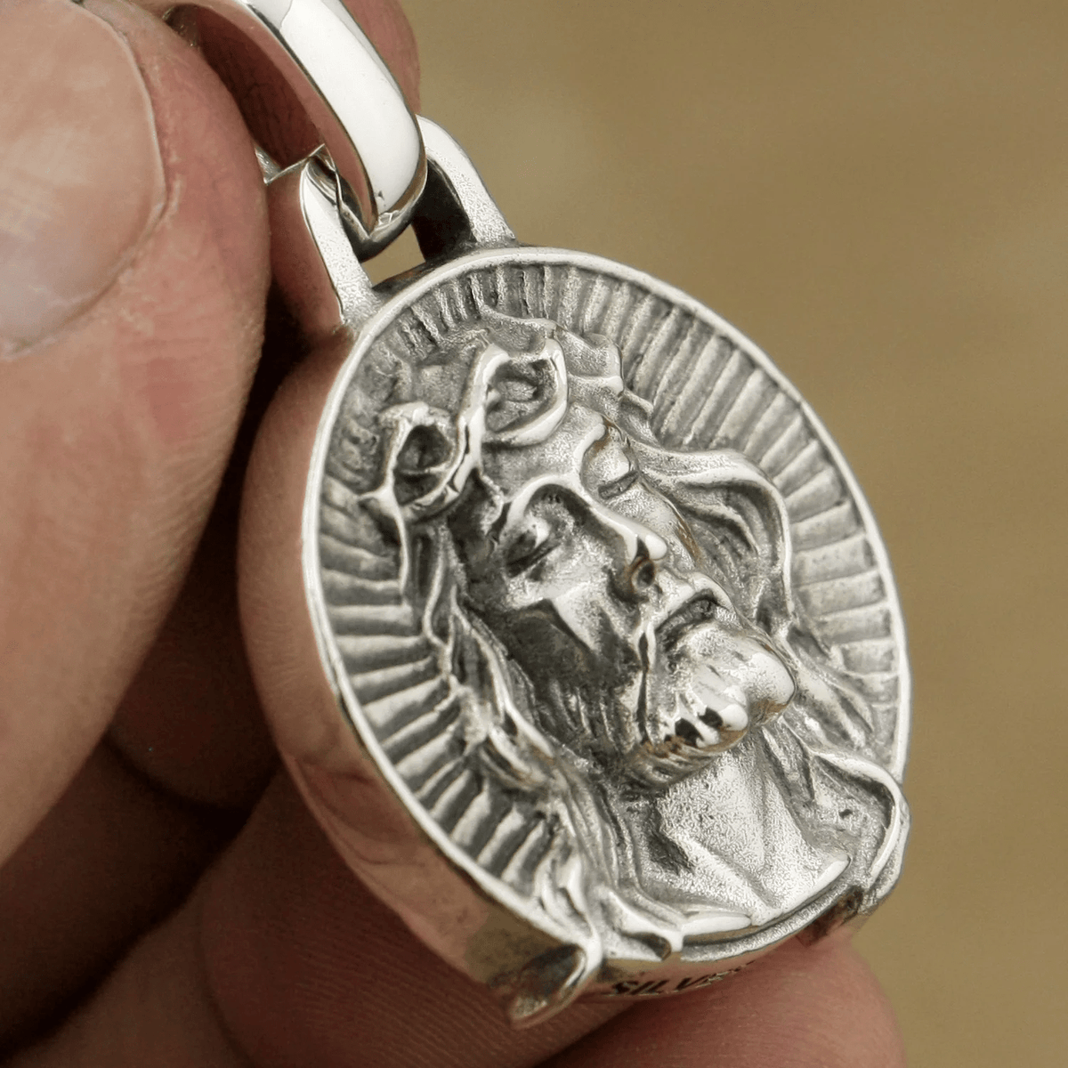 925 Sterling Silver Jesus Crown of Thorns Sacred Necklace