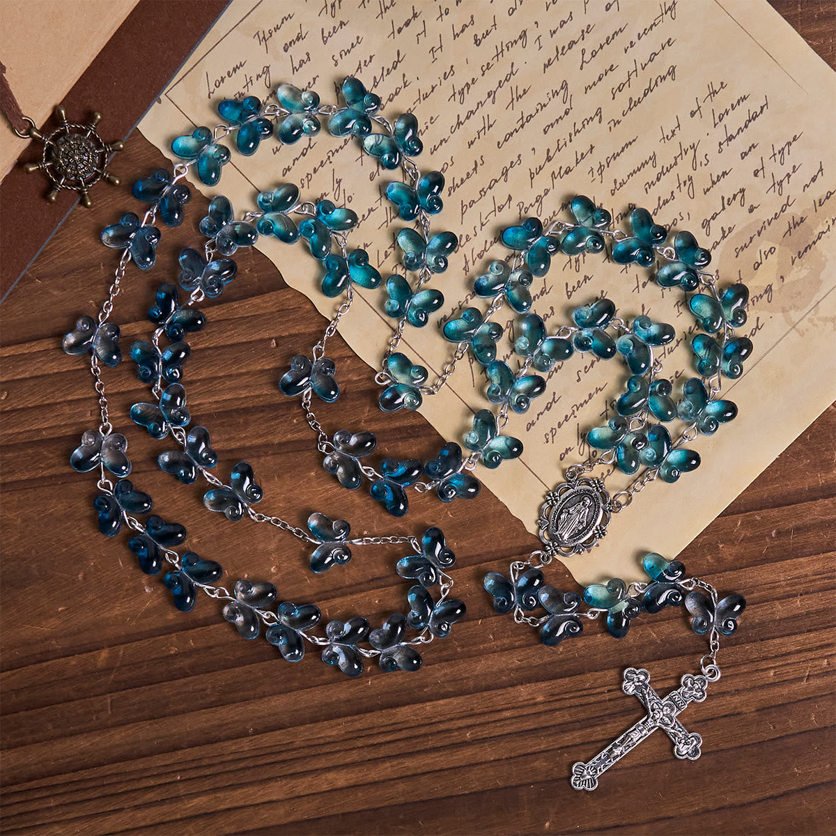 Faith is th Hope: Wings of Devotion Shimmering Blue Butterfly Prayer Bracelet, Animal Rosary