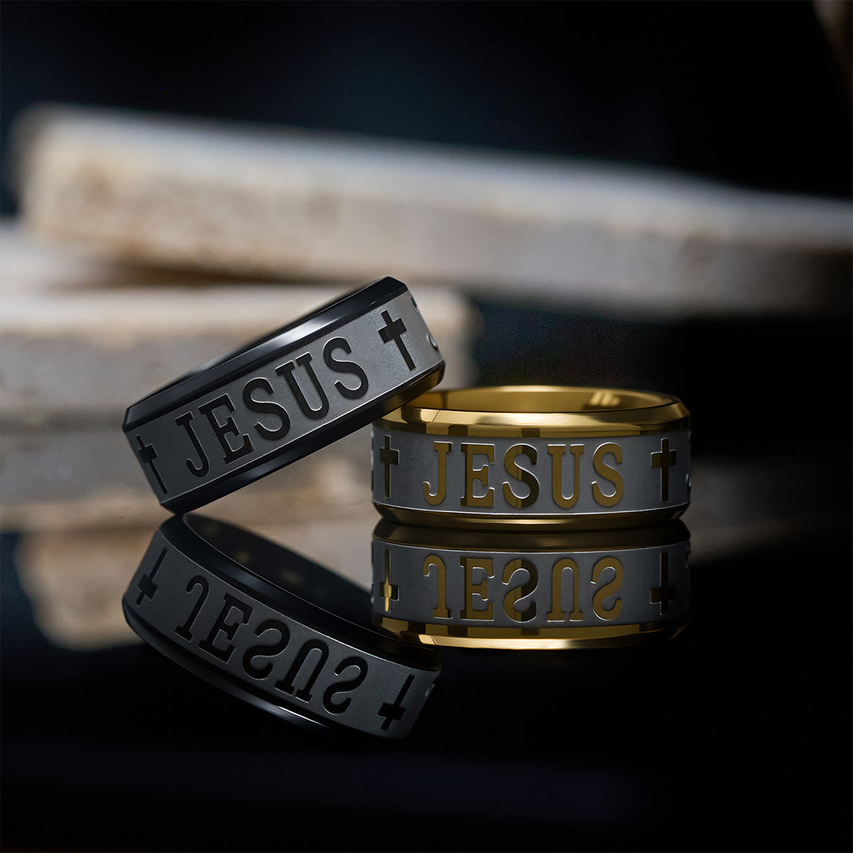 Alloy Ring with Laser engraving "JESUS"