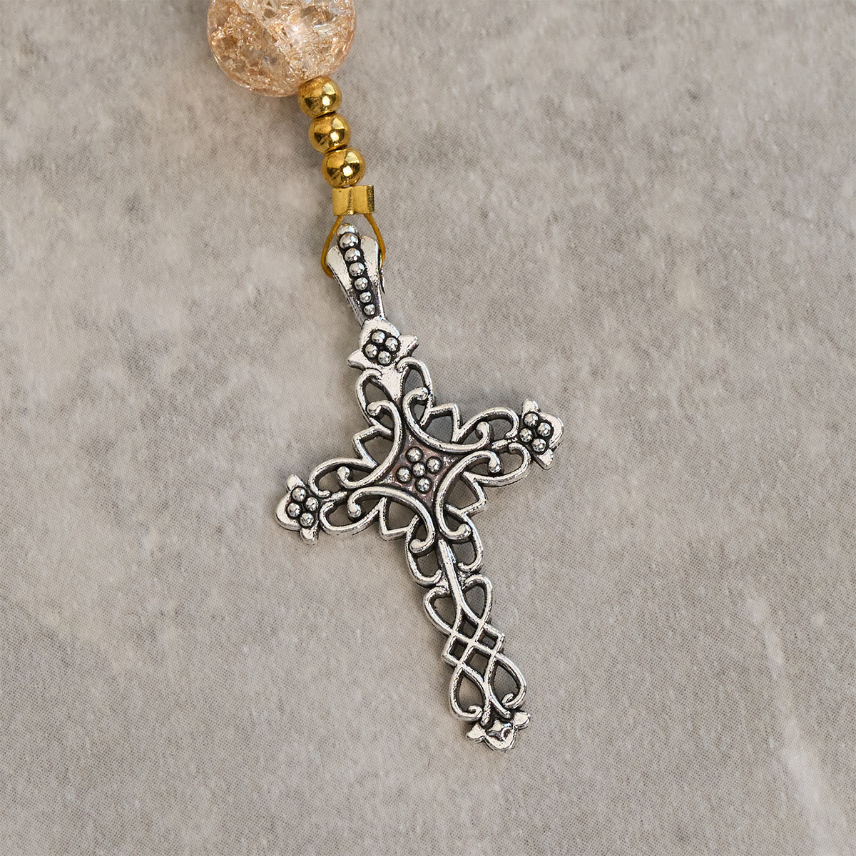 Rainbow Light 8mm Crackle Glass Beads Rosary with Our Lady & Cross