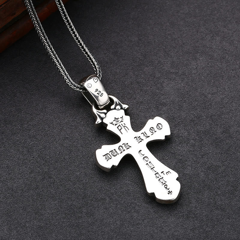 Classic Sterling Silver Cross Necklace with Dazzling Stones: A Profound Symbol of Faith