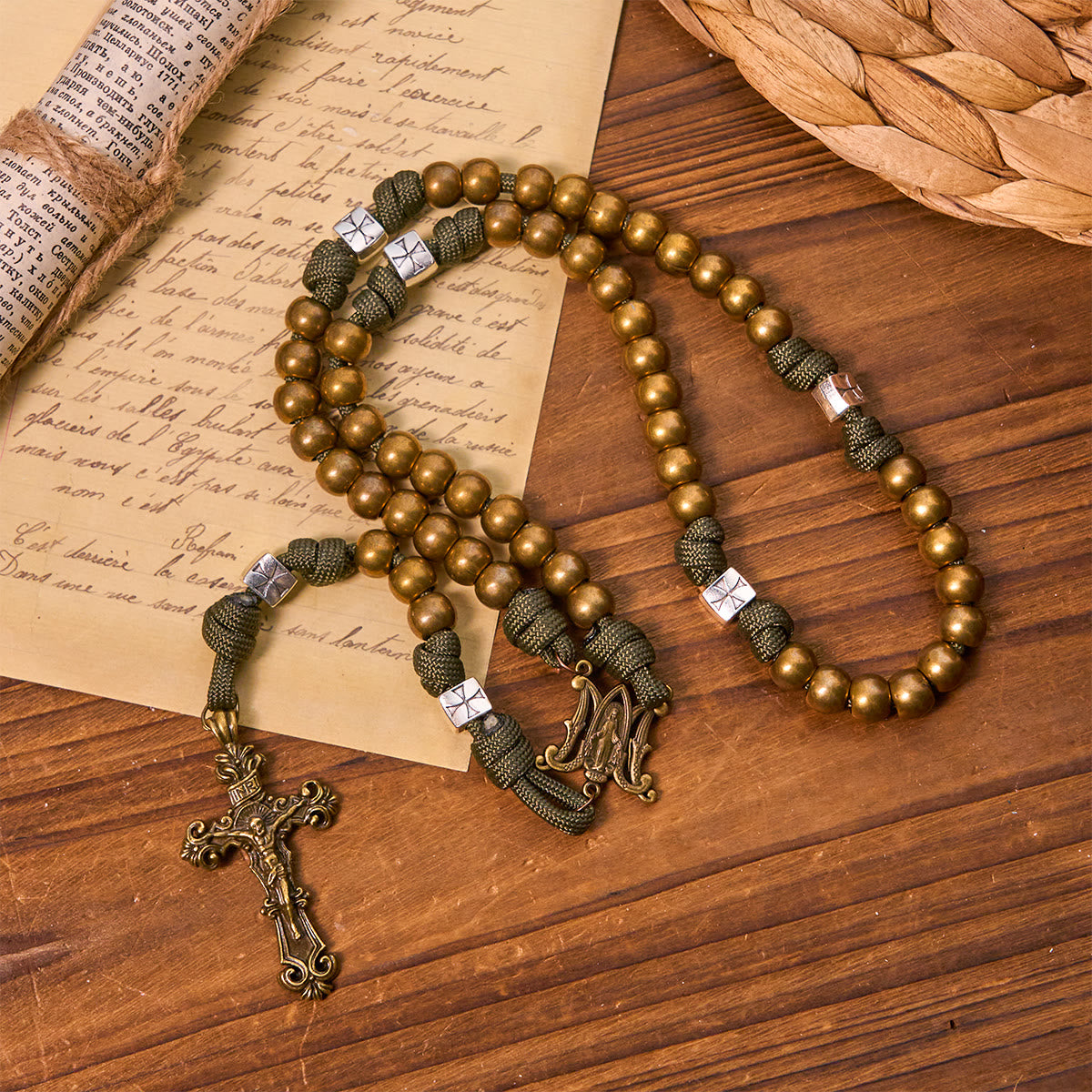 Enduring Faith Paracord Rosary with Bronze Beads: Tradition Woven with Strength
