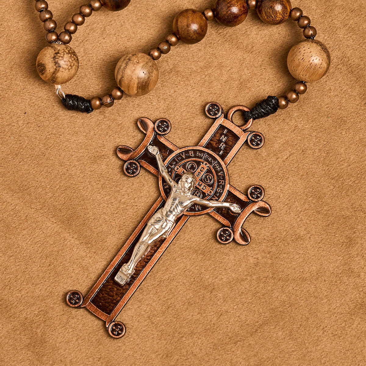Artisan Wooden Rosary: Earth - Toned Beads & Jesus Crucifix