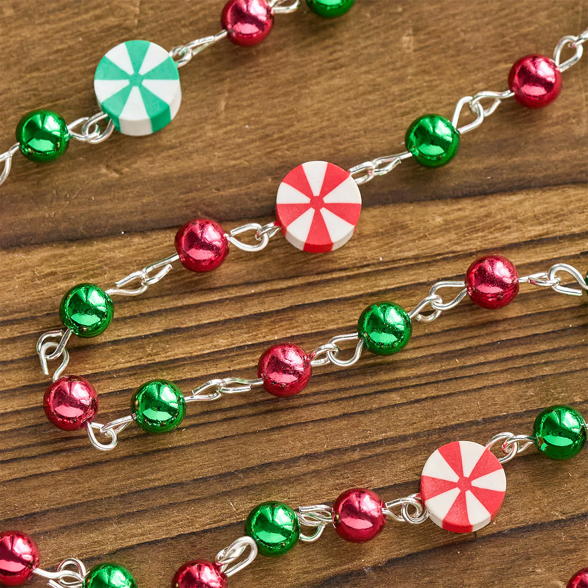 Christmas Gift: Festive Christmas Rosary: Red - Green Beads, Candy Shapes & Crucifix