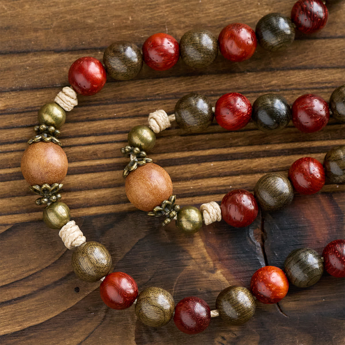 Traditoinal Christmas-Style Wooden Rosary: Earthy Beads & Bronze Crucifix