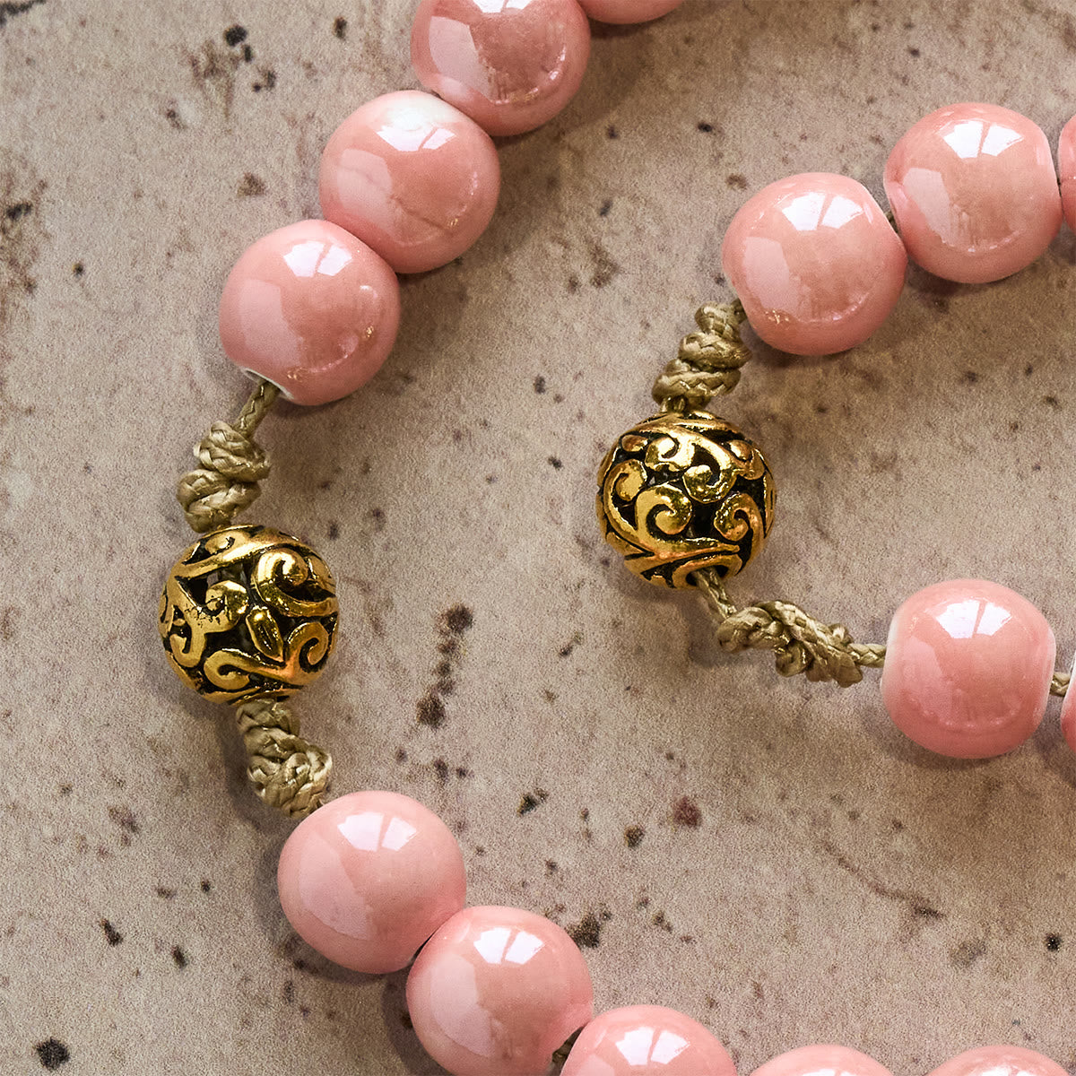 Mary's Light Pink Ceramic Rosary: Celebrate Christmas with Grace and Hope