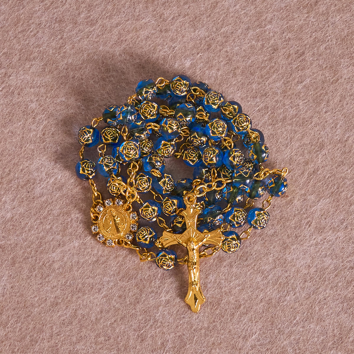 St. Benedict Medal & Crucifix of 8 mm Round Multicolor Acrylic Alloy Chain Rosary
