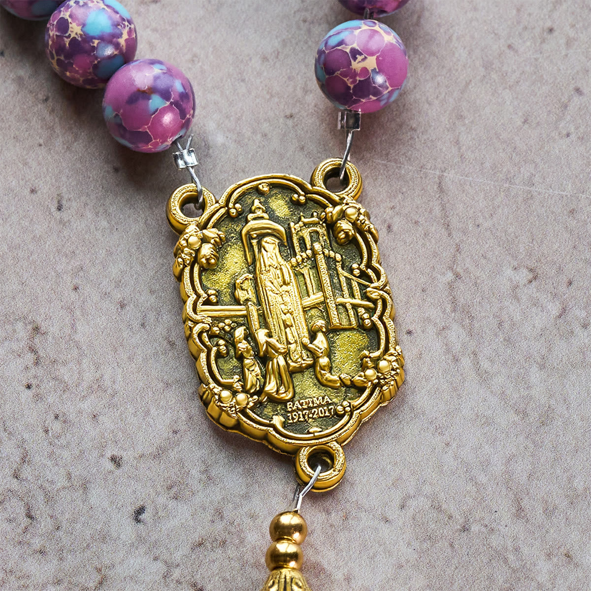 Royal Faith Purple Emperor Stone Custom Rosary with Personalized JESUS Letter