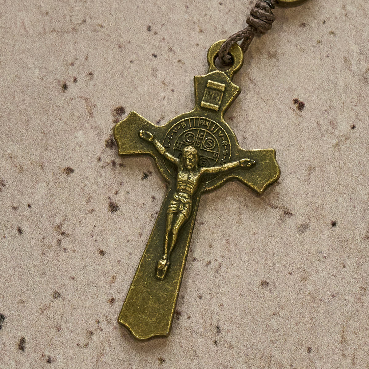 Matte Green Rubber Beads Rosary with St. Benedict Protection