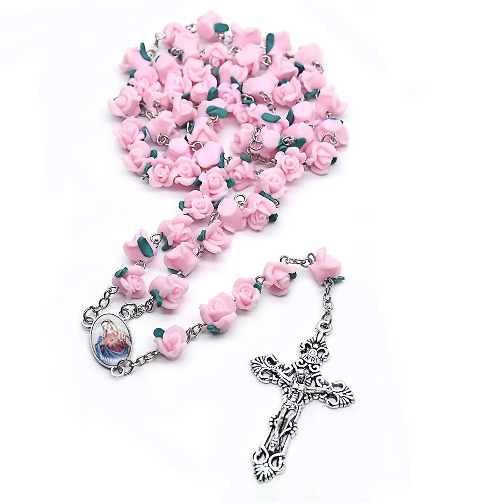 Soft Clay Rose Rosary: Floral Devotion & Handcrafted Spiritual Connection