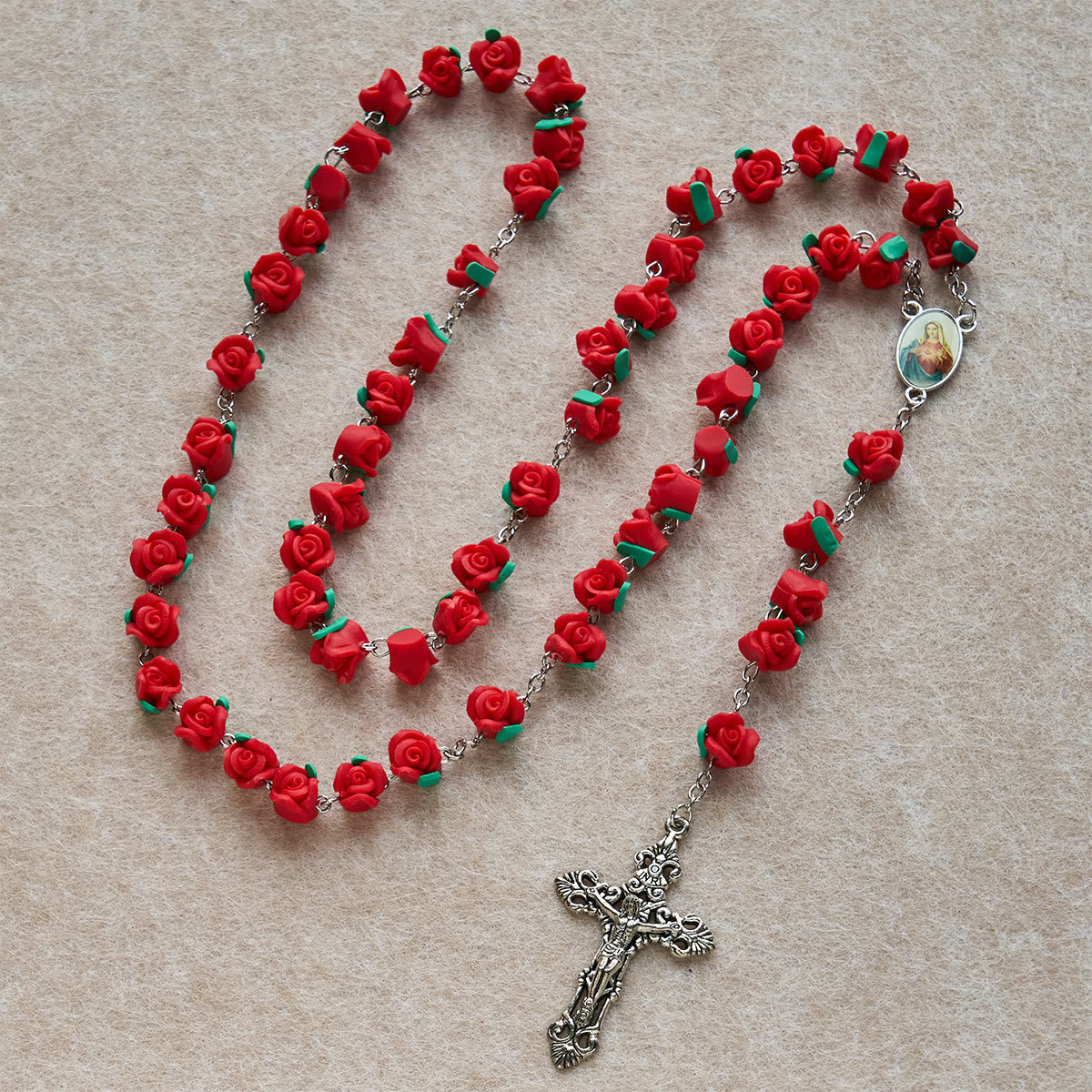 Soft Clay Rose Rosary: Floral Devotion & Handcrafted Spiritual Connection