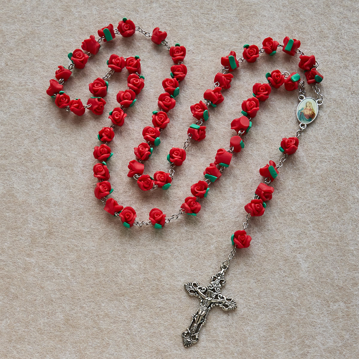 Soft Clay Rose Rosary: Floral Devotion & Handcrafted Spiritual Connection