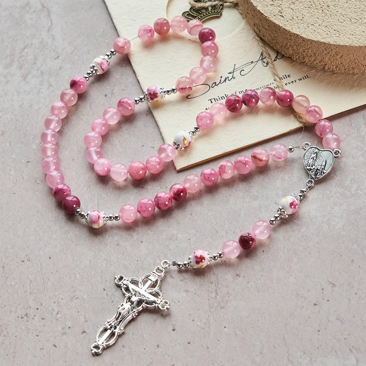 Jade Rosary with Marian Accent: Faithful Companion & Prayerful Journey