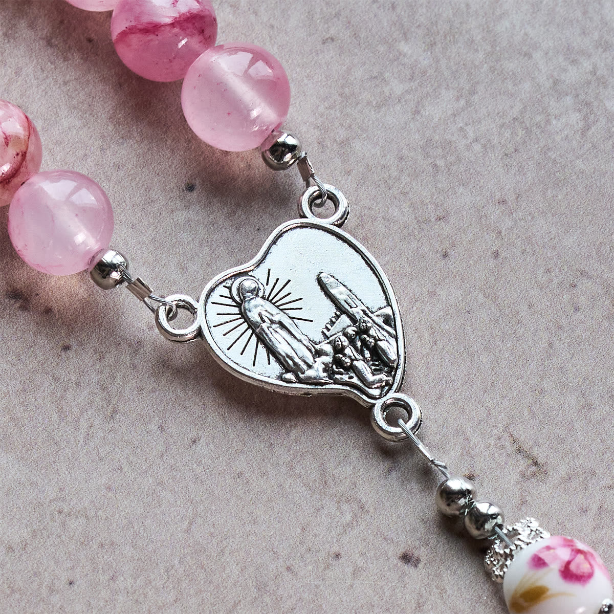 Jade Rosary with Marian Accent: Faithful Companion & Prayerful Journey