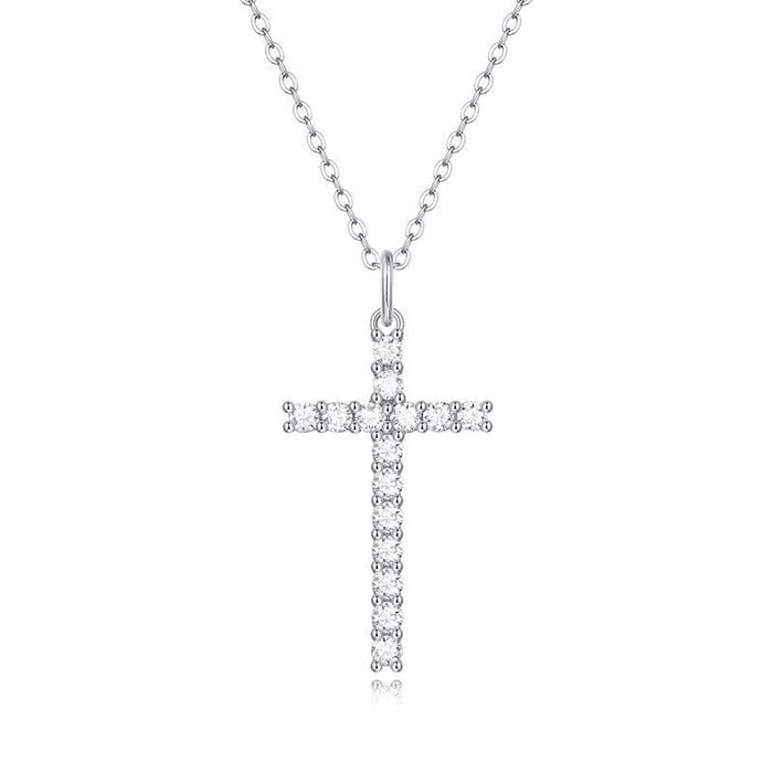 Sterling Silver Moissanite Cross Necklace: Faith Elegance & Timeless Sparkle