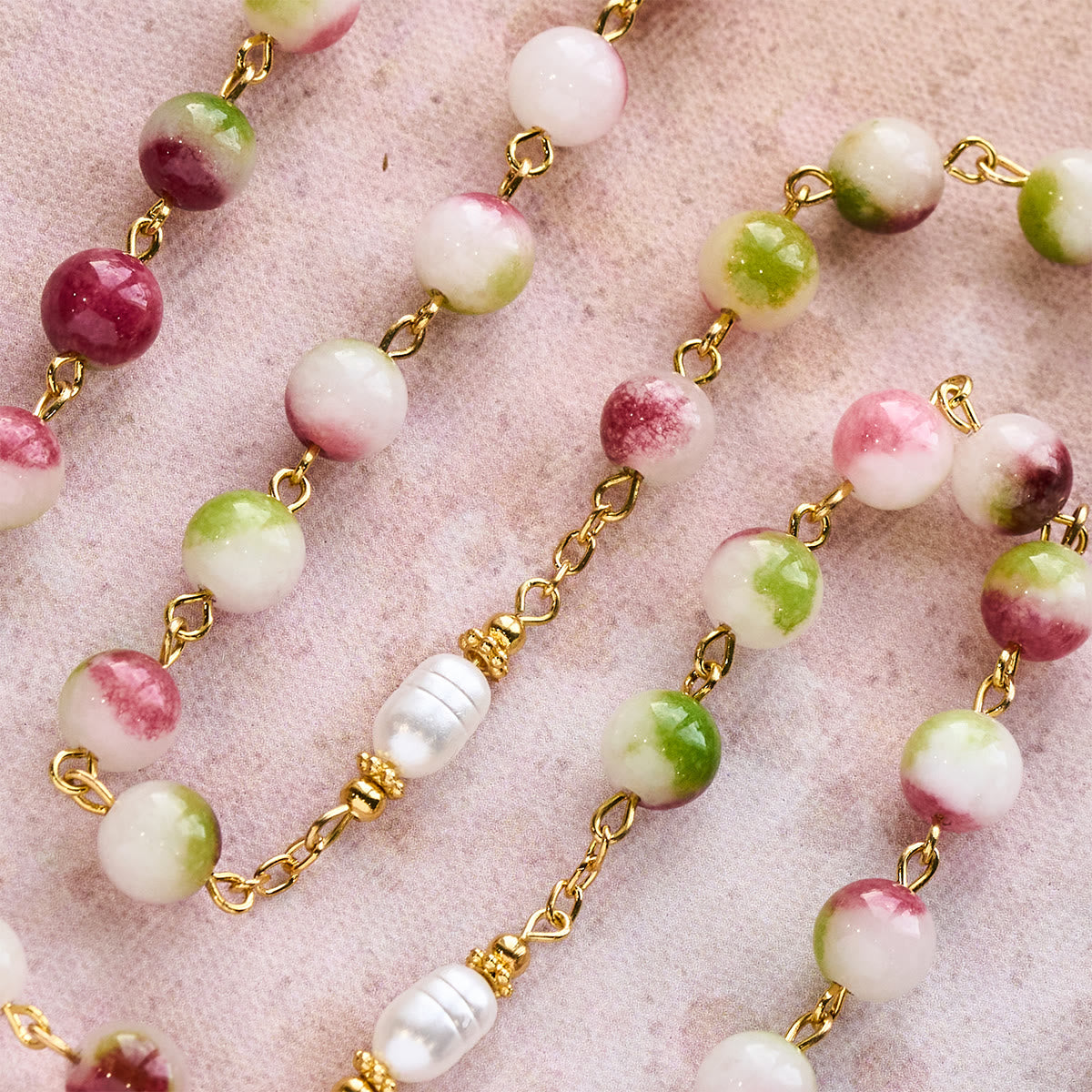 Vibrant Tourmaline Rosary with Golden Chain & Christ Crucifix