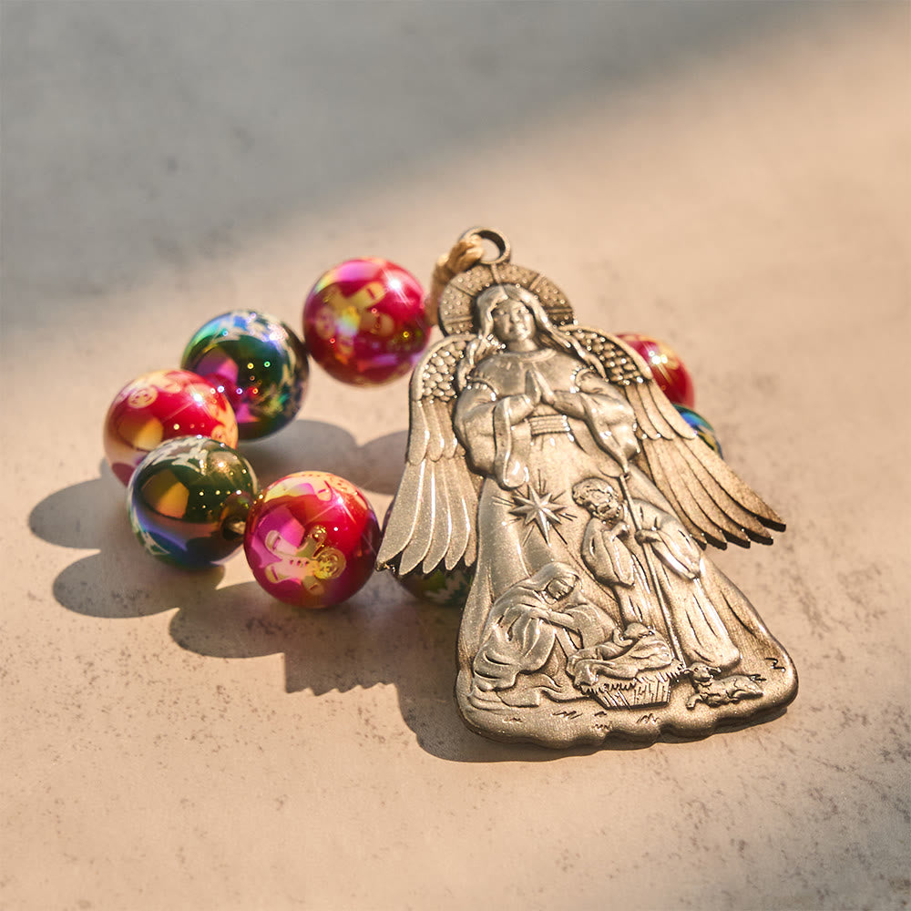 3-Style Christmas Holy Nativity Pocket Rosary: Christmas Shimmer Beads & Unique Birth Scene Pendants
