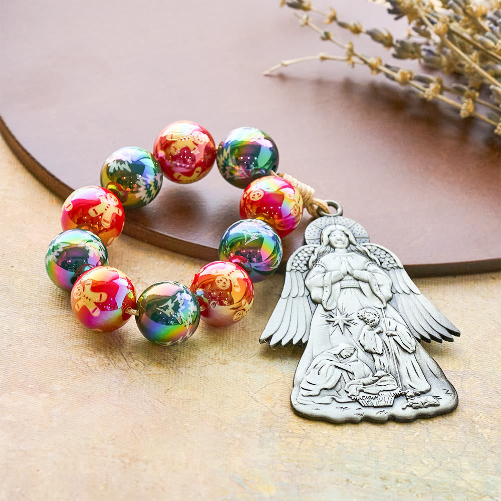 3-Style Christmas Holy Nativity Pocket Rosary: Christmas Shimmer Beads & Unique Birth Scene Pendants