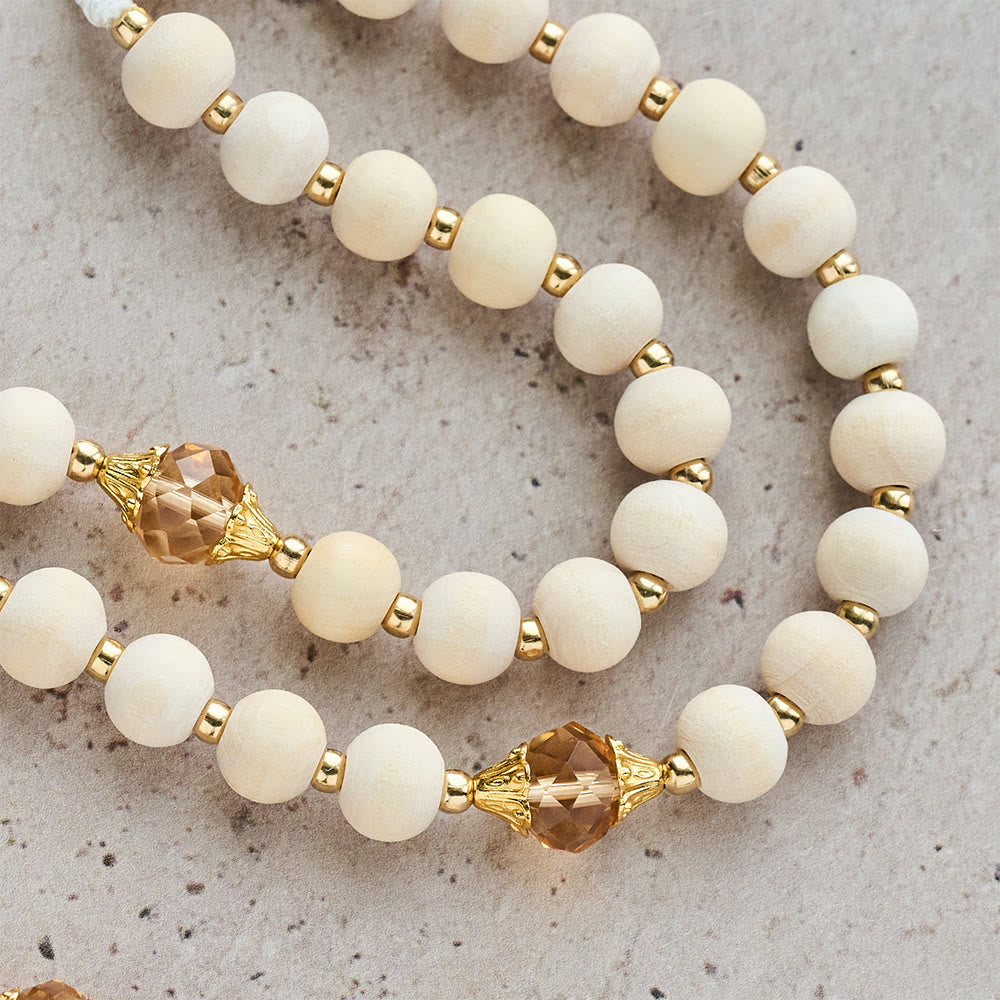Beige Beads Rosary with Champagne-Tone Accent: Faith & Calm Reminder for Quiet Moments