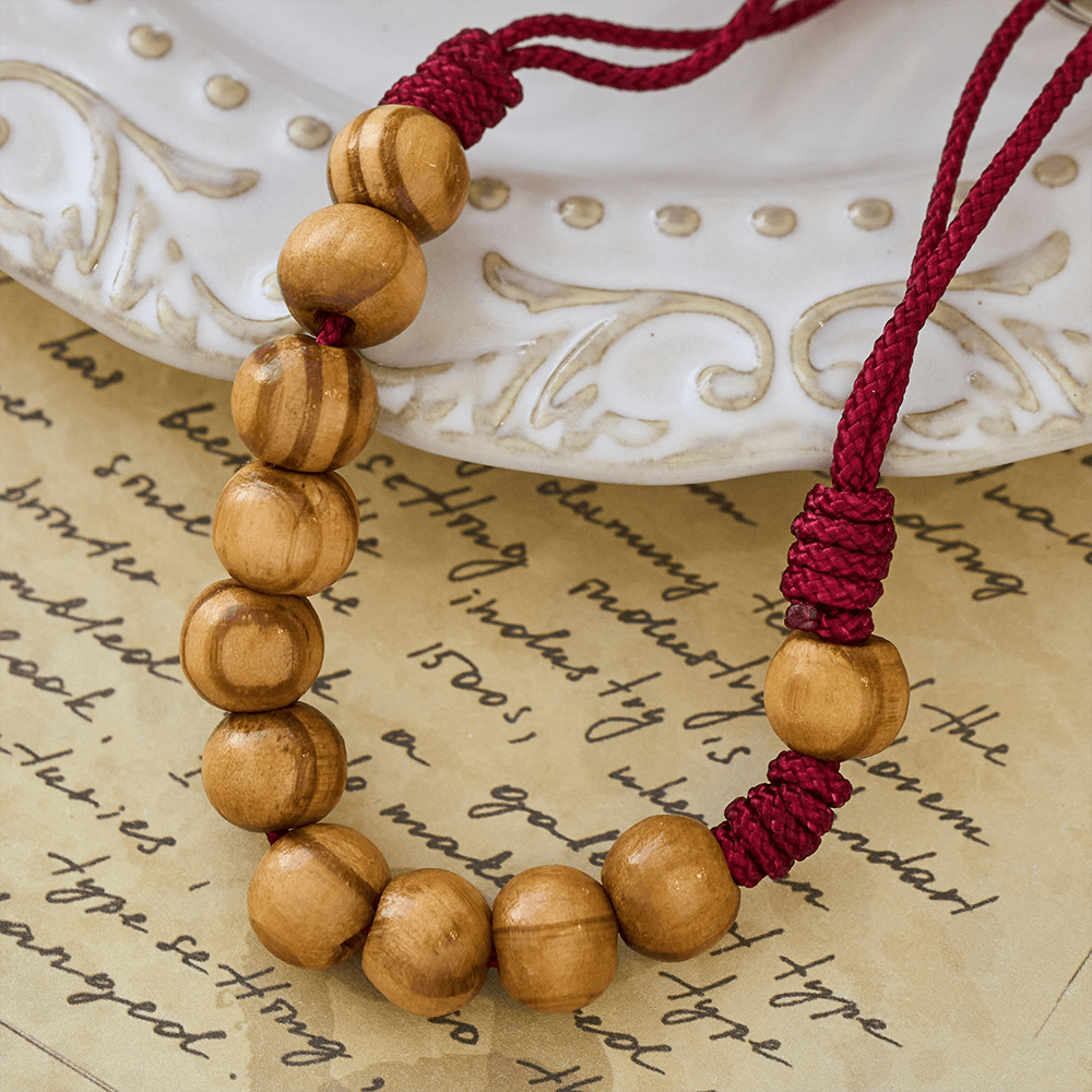Crucifix & St. Benedict Medal Wood Pocket Rosary: Soft Prompt of Peace