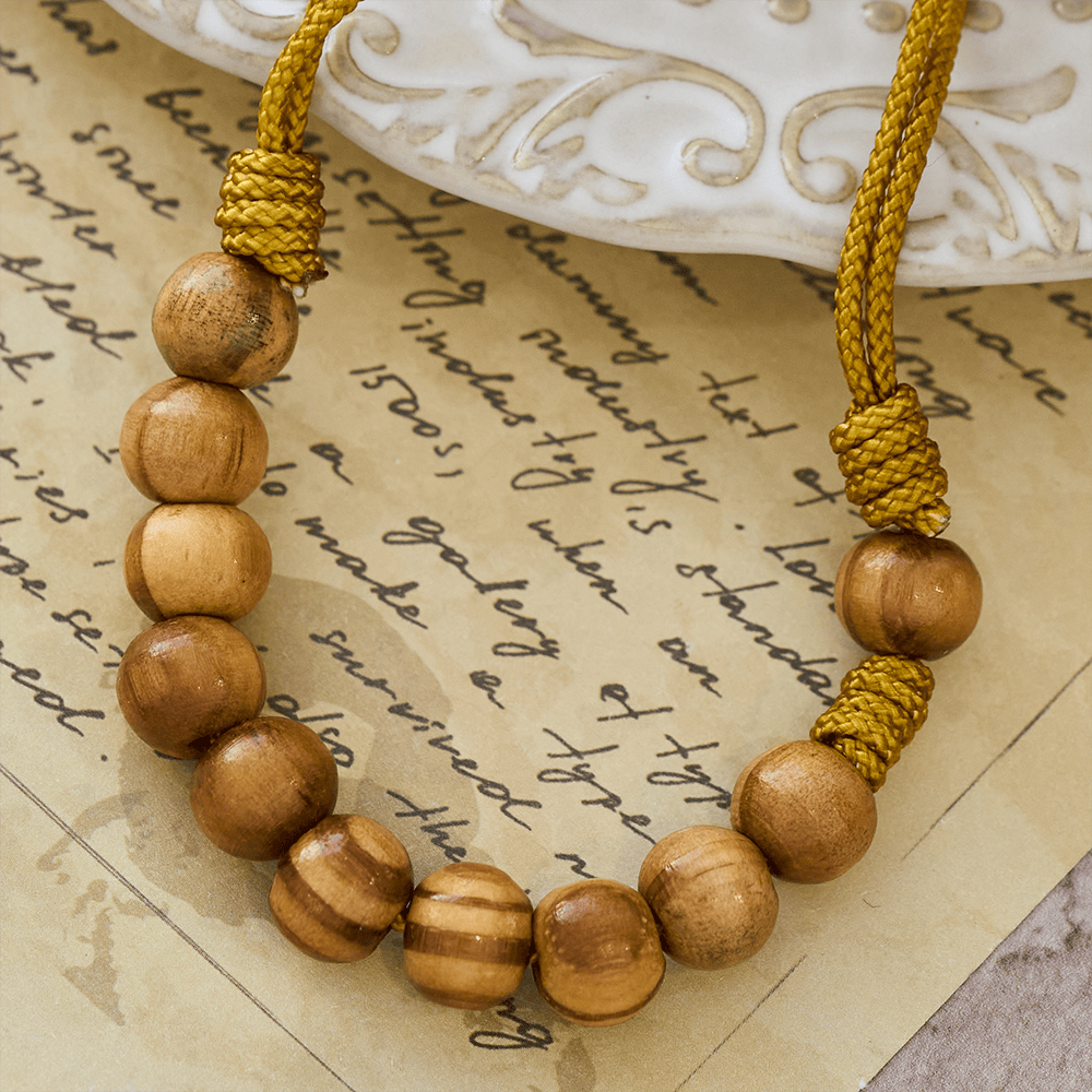 Crucifix & St. Benedict Medal Wood Pocket Rosary: Soft Prompt of Peace