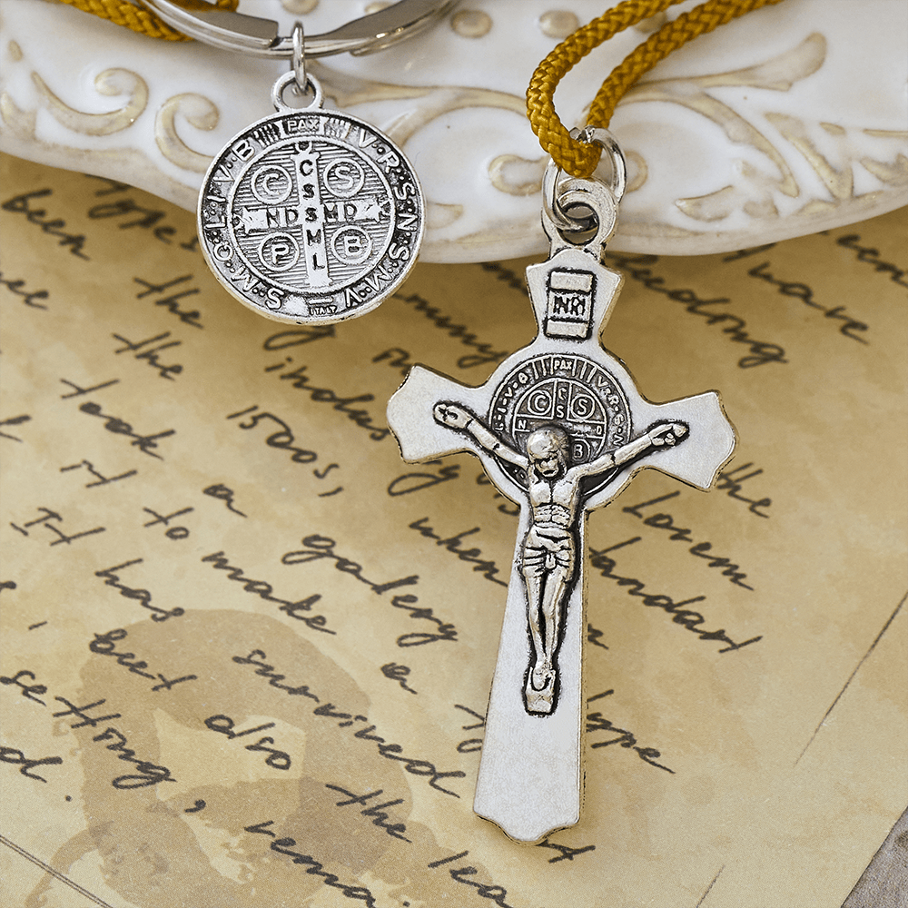 Crucifix & St. Benedict Medal Wood Pocket Rosary: Soft Prompt of Peace