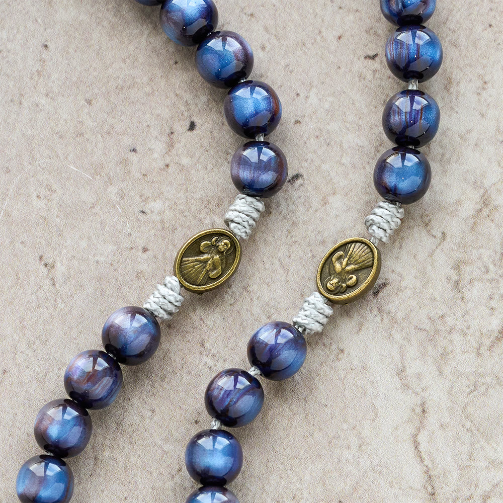 Deep Blue Starlight Faith Rosary: Divine Mercy & Our Lady Sacred Medals