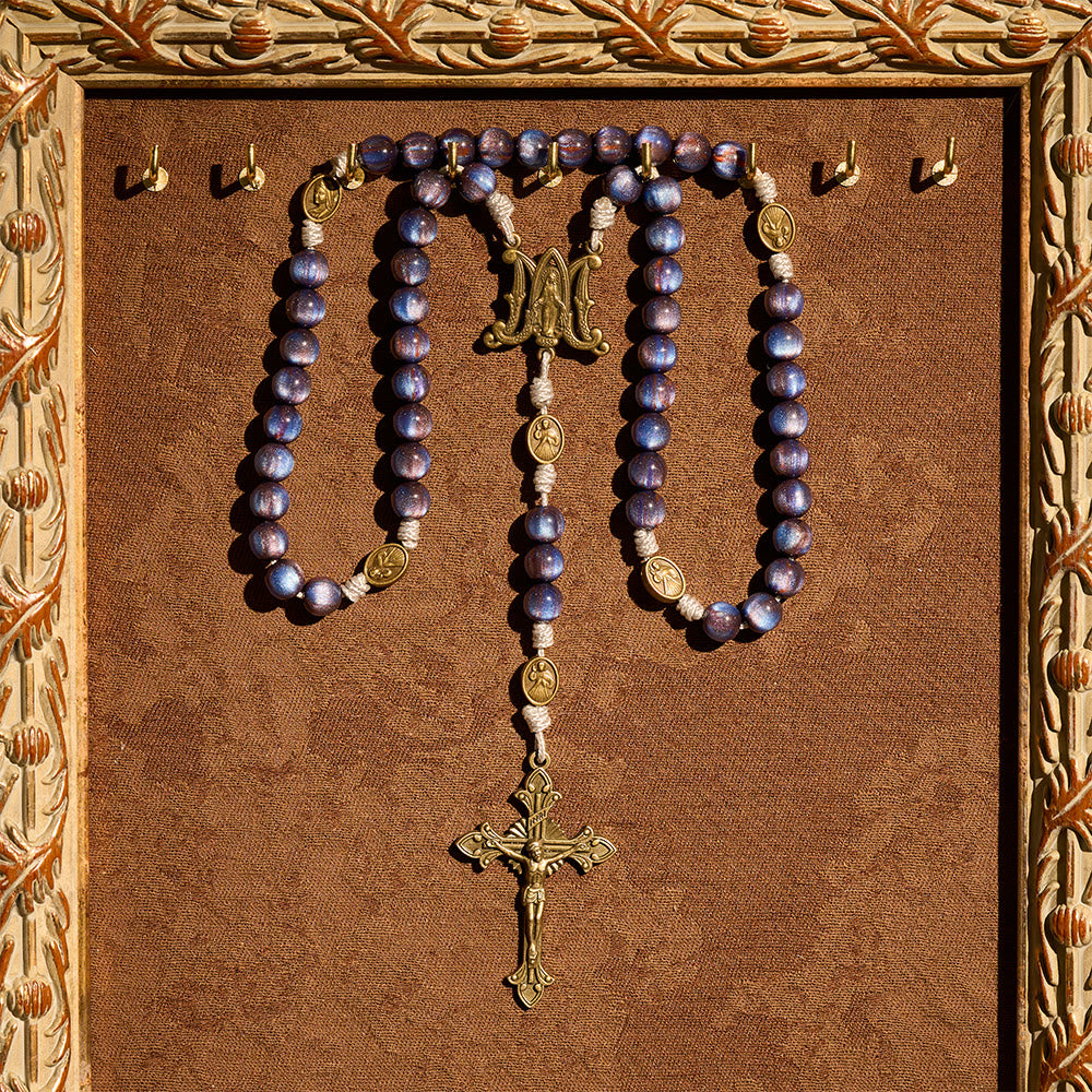 Deep Blue Starlight Faith Rosary: Divine Mercy & Our Lady Sacred Medals
