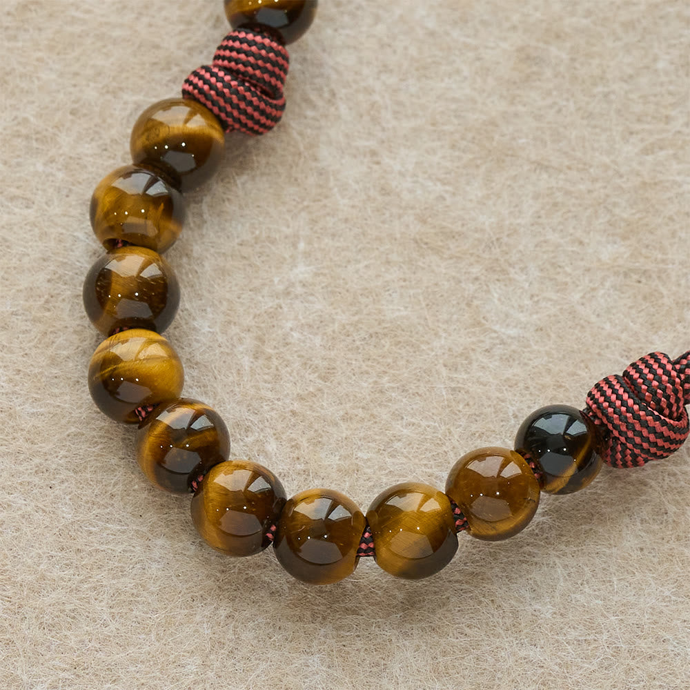 Tiger Eye Pocket Rosary with Courage & Protection: Blessed St. Benedict Exorcism Medal & Cross