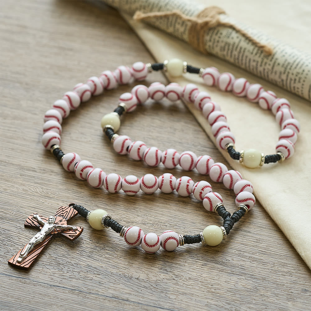 Baseball-Themed Rosary with Crucifix: Faith & Passion for Sports Lovers