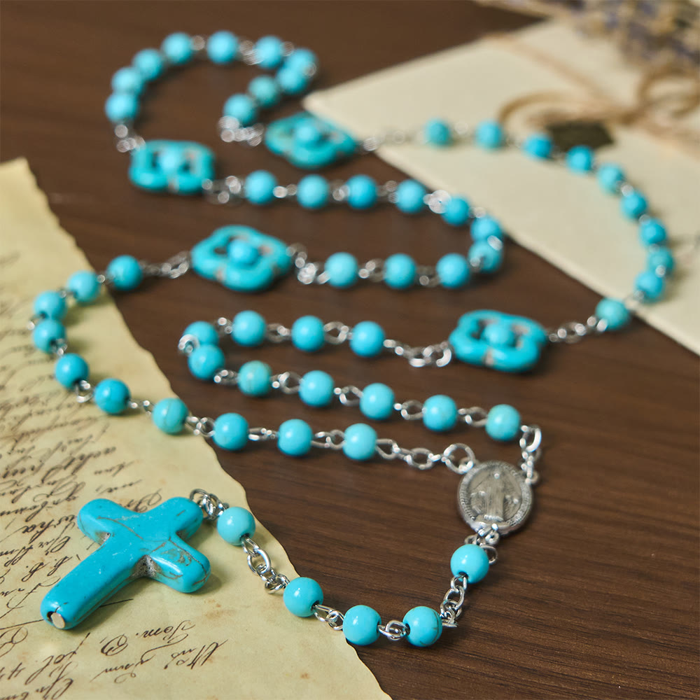 Turquoise Cross Blessing Rosary