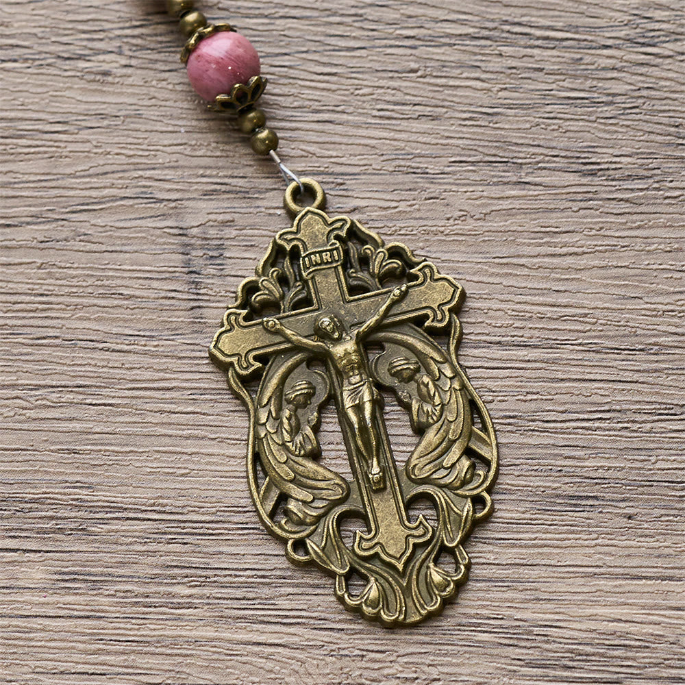 Rosewood Pattern & Bronze Tulip Rosary: Steadfast Grace in Prayer