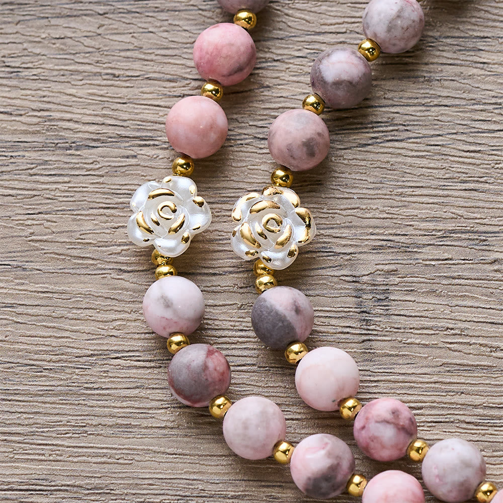 Pink Zebra Jasper 2026 New Year Rosary: Personalized Name Faith