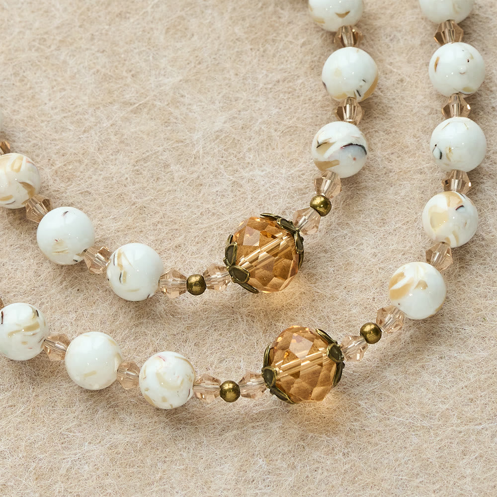 Calm White Shell Turquoise & Champagne Accents Detailed Rosary: Hold His Peace Close