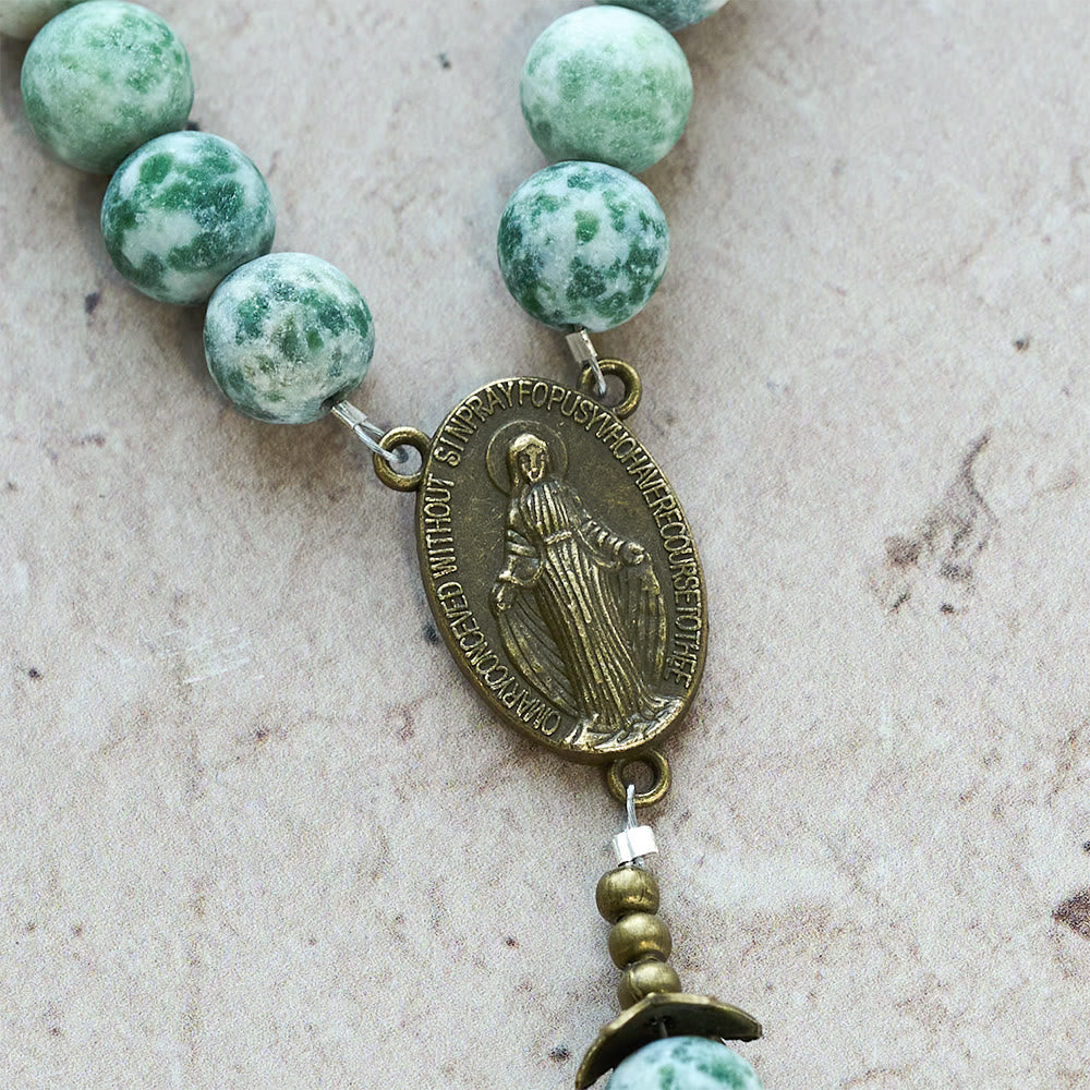 Natural Matte Sandstone Faith Rosary with Bronze Crucifix & Our Lady