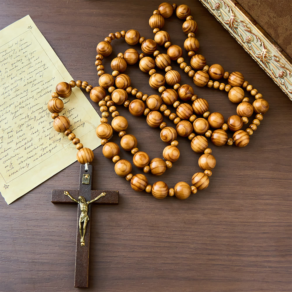 Handmade Olive Wood Crucifix Prayer Rosary