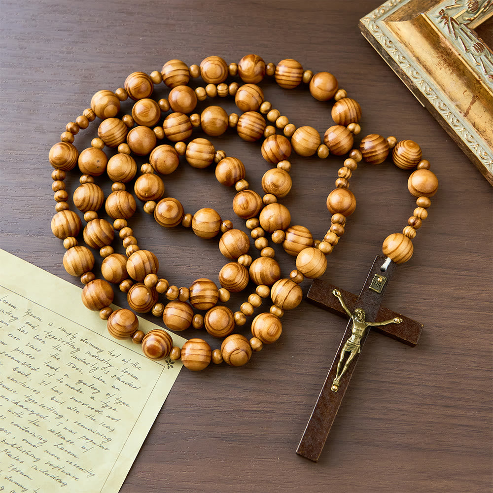 Handmade Olive Wood Crucifix Prayer Rosary