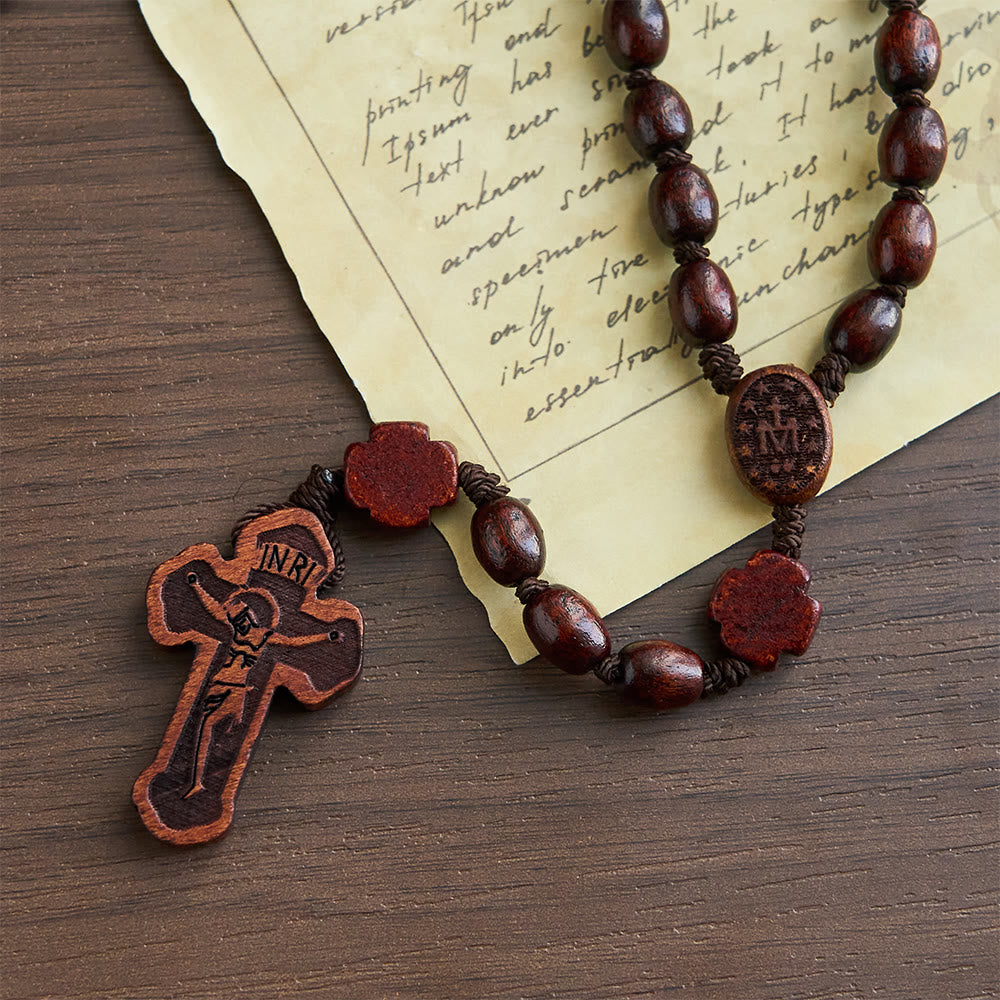 Handcrafted Christian Cross Rosewood Rosary