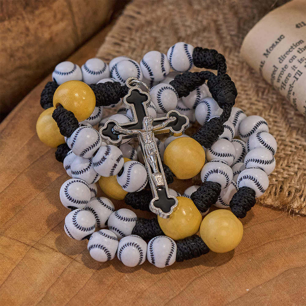 Hand-Woven Baseball Beads Sports Prayer Rosary