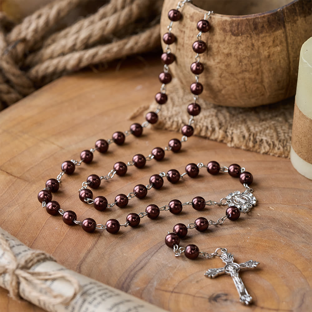 Brown Pearl Catholic Blessing Rosary