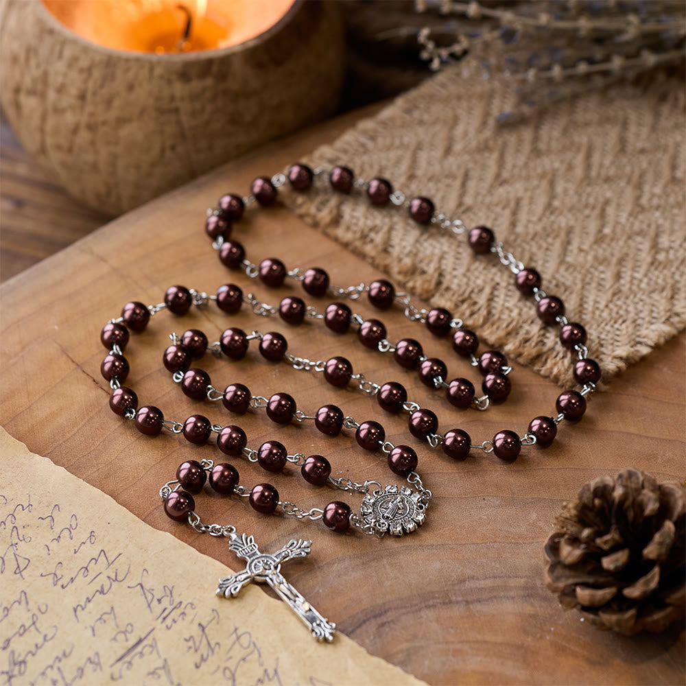 Brown Pearl Catholic Blessing Rosary