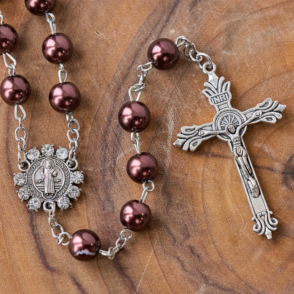 Brown Pearl Catholic Blessing Rosary
