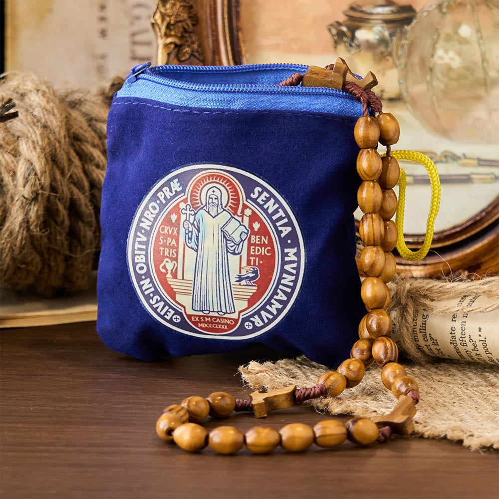 Modern Style St. Benedict Practical Velvet Religion Jewelry Storage Bag