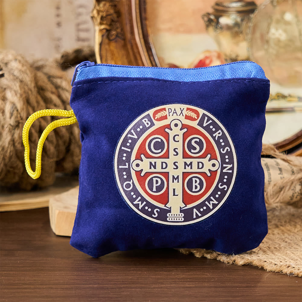 Modern Style St. Benedict Practical Velvet Religion Jewelry Storage Bag